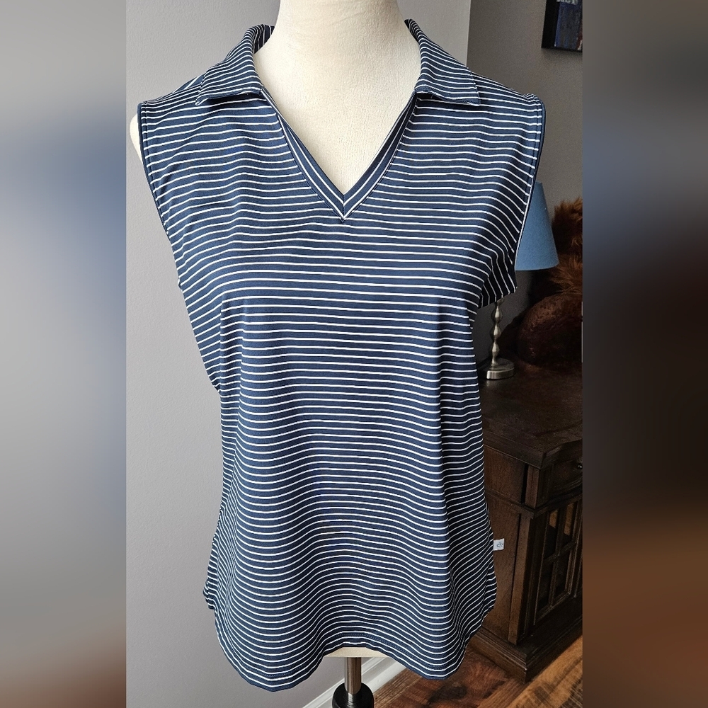 Lady Hagen Essentials Sleeveless, V-neck Collared Golf Polo Top